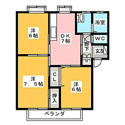 田崎ハイツ 3DKの間取図画像