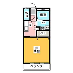 パークサイド4 1Kの間取図画像