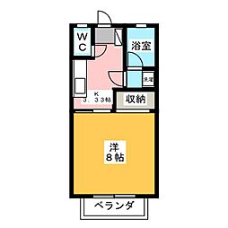 マルハコーポB 1Kの間取図画像