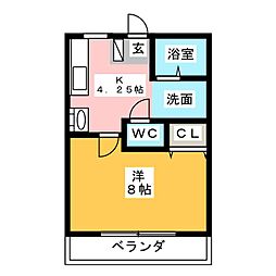 ハウスセラフィム 1Kの間取図画像