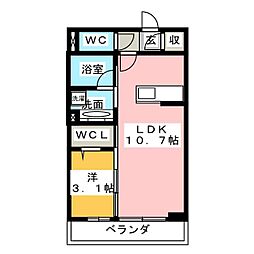 クレセールゆいの杜8丁目E棟 1LDKの間取図画像