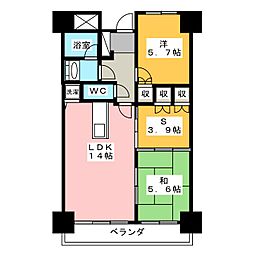ガーデンコート簗瀬 2SLDKの間取図画像