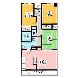 サンデュエル松が峰グラン・アクシス 3LDKの間取図画像