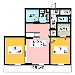 クレセールゆいの杜8丁目E棟 2LDKの間取図画像