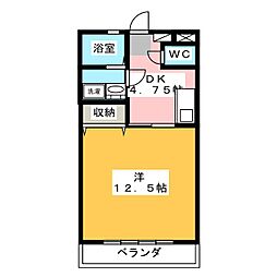 ウィングヴィラ枝野B 1DKの間取図画像