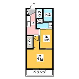 ヒルズコート平松 1SKの間取図画像
