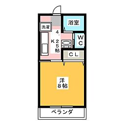 ホリデーナイス2 1Kの間取図画像