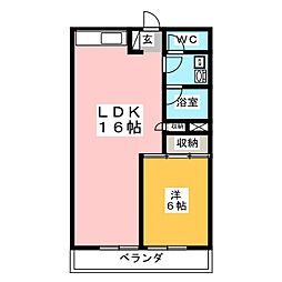 アジマコーポ 1LDKの間取図画像