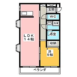 リンクス桜 1LDKの間取図画像