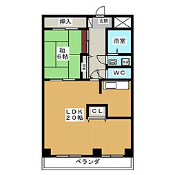 ヒルズM1 1LDKの間取図画像