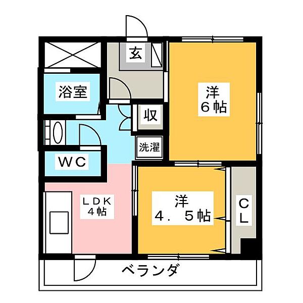 サンハイツ橋本 ｜群馬県前橋市南町３丁目(賃貸マンション2K・2階・37.82㎡)の写真 その2