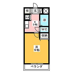 エコーハイツ 2階1Kの間取り