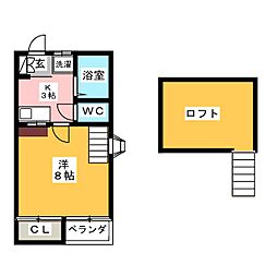 ステイシア3大嶋レジデンスD 1Kの間取図画像