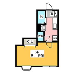 レジデンスカープ前橋 1Kの間取図画像