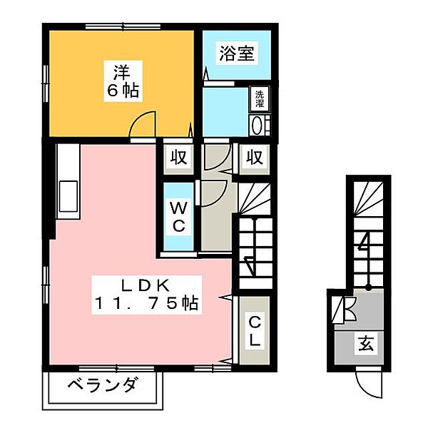 ハッピーネス ｜群馬県高崎市中尾町(賃貸アパート1LDK・2階・50.21㎡)の写真 その2