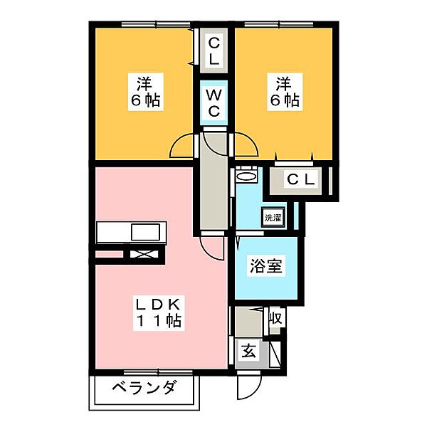 Ｍウェーブ貝沢 ｜群馬県高崎市貝沢町(賃貸アパート2LDK・1階・53.30㎡)の写真 その2