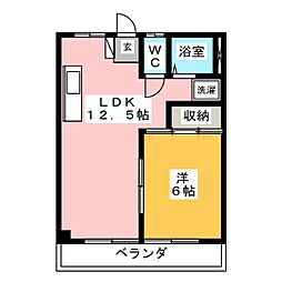 メゾンオチアイA 1LDKの間取図画像
