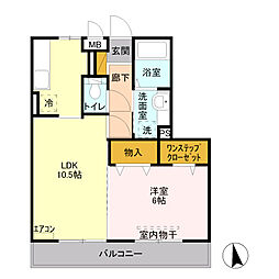 FRAU 3階1LDKの間取り