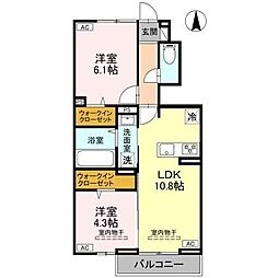 ハイトラスト A 2LDKの間取図画像