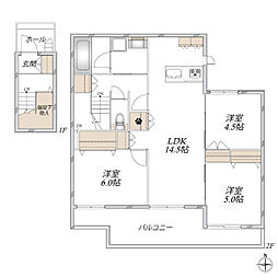 WOOD SQUARE 3LDKの間取図画像
