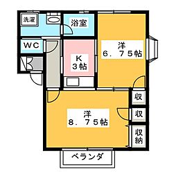 ピカデリーヒルズC 1階2Kの間取り