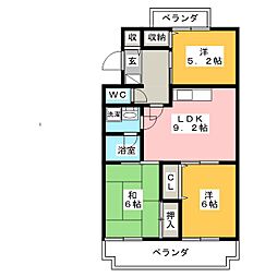 ヴィラ・ロイヤルマンション 3階3LDKの間取り
