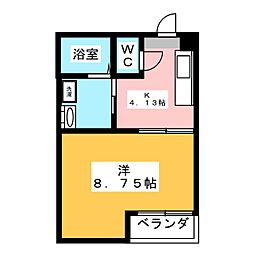タイディン高崎 1Kの間取図画像