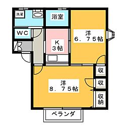 マルベリーヒルズＡ 2階2Kの間取り