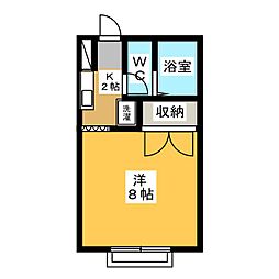 ヒルズ13Ｂ 1階1Kの間取り