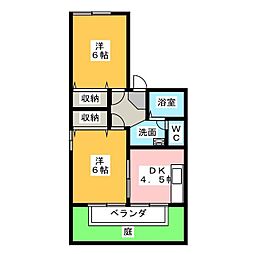 エピナールD 1階2DKの間取り