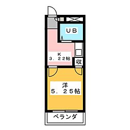 ウイング富塚 1Kの間取図画像