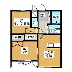 ウェルビーイング2 2LDKの間取図画像