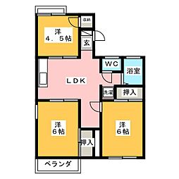 アルカディア伊勢崎A 3DKの間取図画像