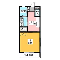 三和伊勢崎2 1DKの間取図画像