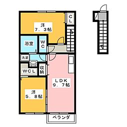 ダイヤモンドA 2LDKの間取図画像