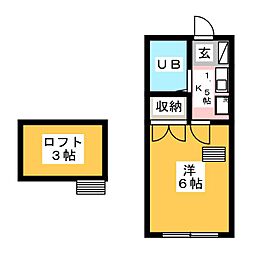 アリス伊勢崎第6号館 1Kの間取図画像