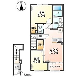 アヴニール 2LDKの間取図画像
