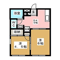 センチュリーハイム 2DKの間取図画像