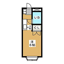 K.Mハイツ ワンルームの間取図画像