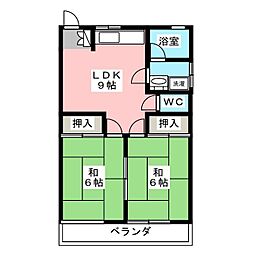 サンライズ・横浜 2DKの間取図画像
