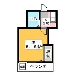 不器ハイツ 1Kの間取図画像