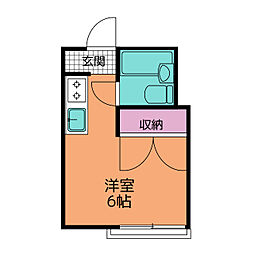 アーバンハウス生田1号館 1階ワンルームの間取り
