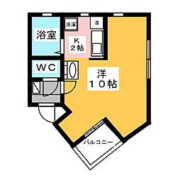 ビラ・サンライト 2階ワンルームの間取り