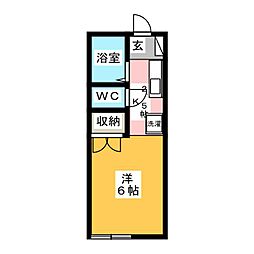 サニーヴィラ 1階ワンルームの間取り