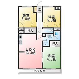 生田グリーンヒルズ 3LDKの間取図画像