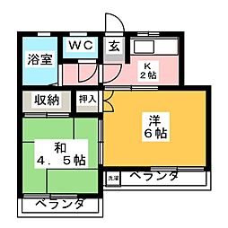 不器ハイツ 2Kの間取図画像