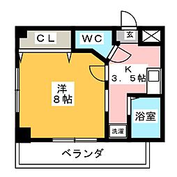 グレーンズフラット 1Kの間取図画像