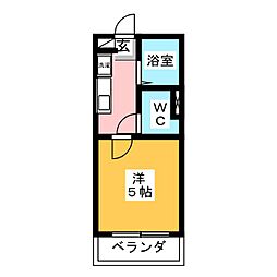 モンステラ登戸 1Kの間取図画像