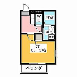 アンジュレジデンス 1Kの間取図画像