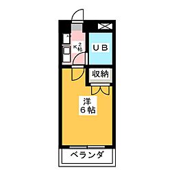 プルミエール1番館 1Kの間取図画像